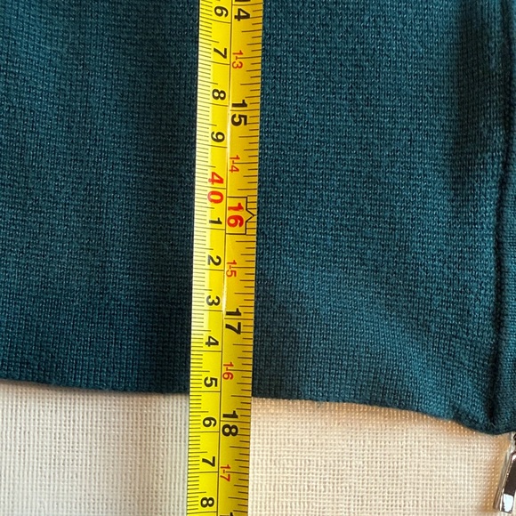 Abercrombie & Fitch Teal Ribbed Square Neck Knit Sweater Crop Front Zip Size S - Picture 6 of 12
